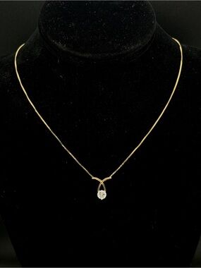 Ross-Simons - Gold Tone CZ Sterling Silver Pendant Chain Necklace - 18"